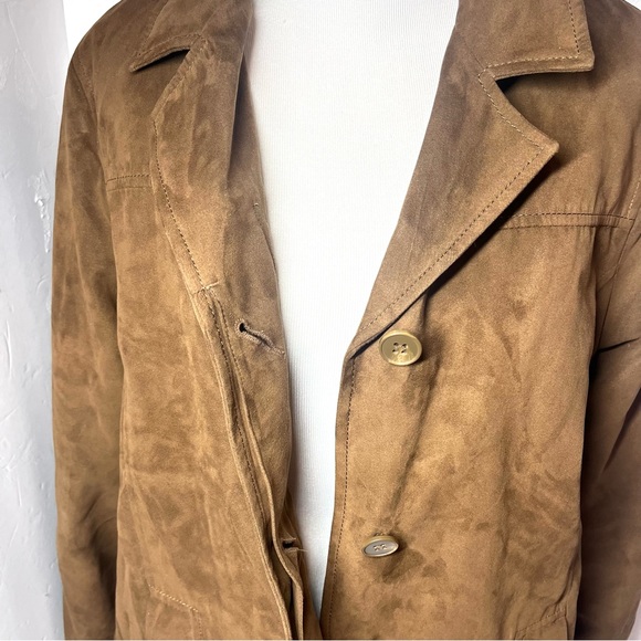 Women's London Fog Suede Jacket- Orange Quilted Lining. Size Medium - Picture 7 of 15